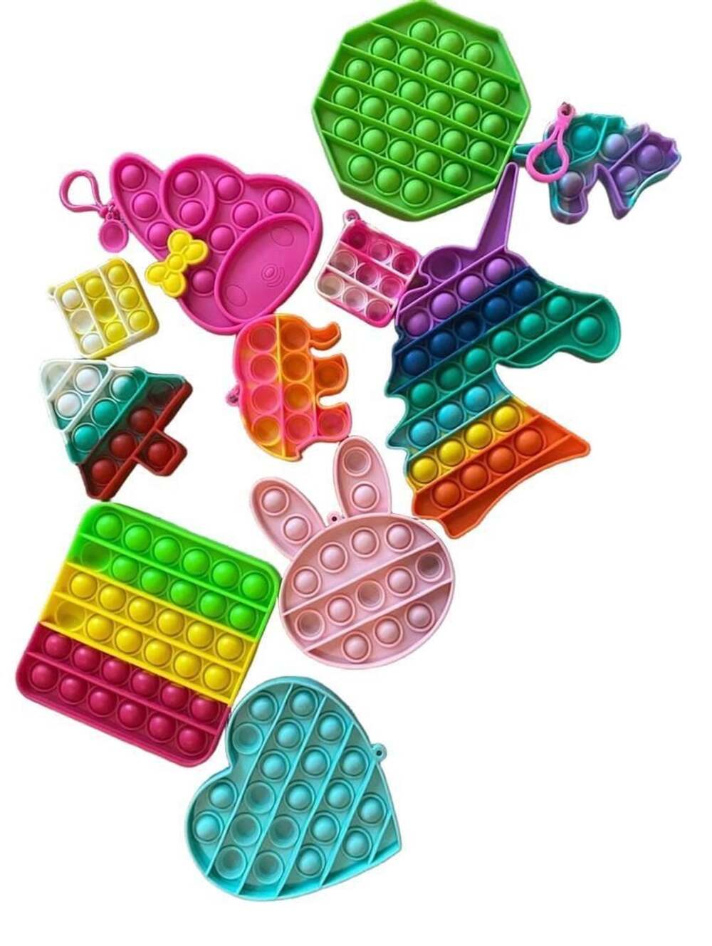 Lot of 12 Assorted Silicone Pop It Fidget Sensory Toys